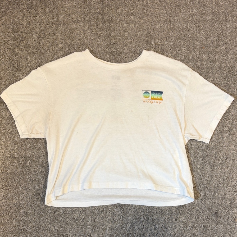 Salty Crew White Crop Top with Graphic